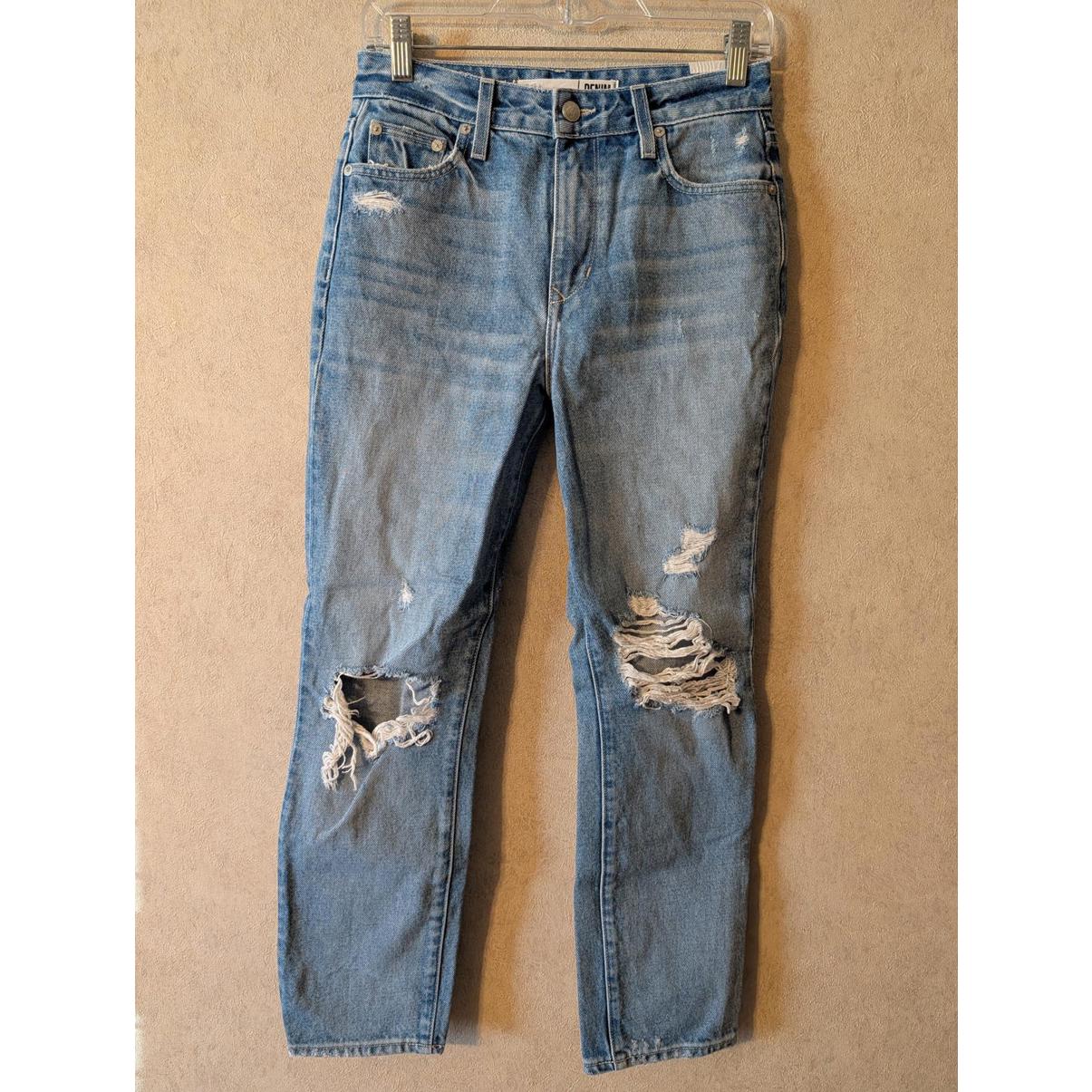 Lovers + Friends Revolve Light Wash Distressed Straight Leg Jeans Sz 25